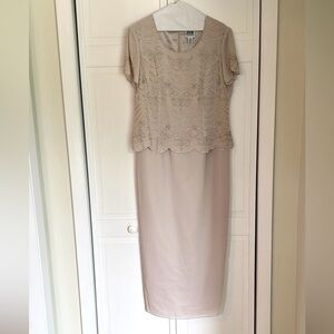 R&M Richards mother of the bride Cream Dress with Subtle Embellishments
